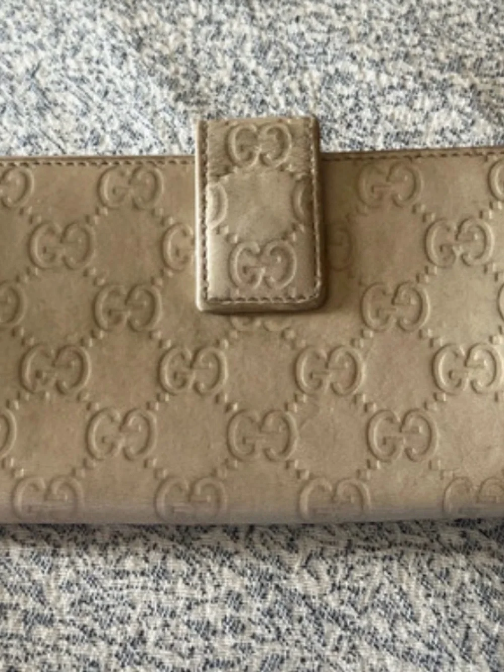 Gucci Taupe Embossed GG Leather Wallet